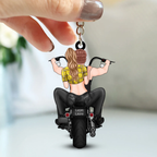 Personalisierter Acryl-Schlüsselanhänger mit Motorradpaar