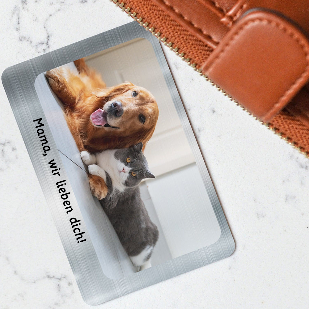 Personalisierte Aluminium-Brieftasche-Karte mit Foto und Text Geschenk für Papa und Mann