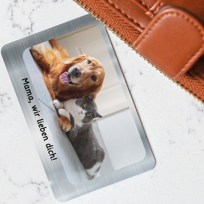 Personalisierte Aluminium-Brieftasche-Karte mit Foto und Text Geschenk für Papa und Mann