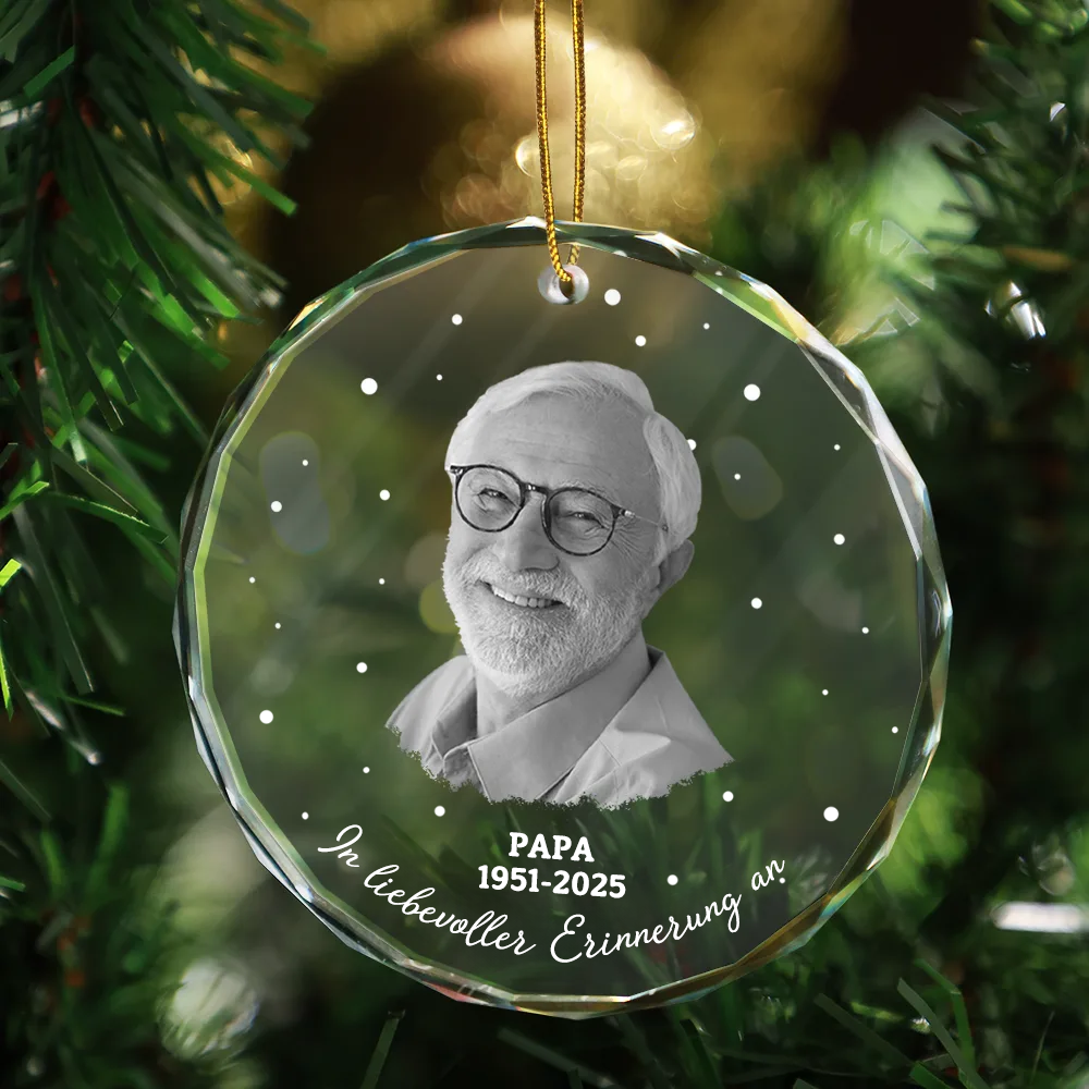 Personalisierter Glasornament mit Foto – Christbaumschmuck Erinnerung an einen geliebten Menschen