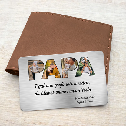 PAPA Wallet Card - Personalisierte Brieftaasche-Karte mit Fotos und Text Geschenk für Vater