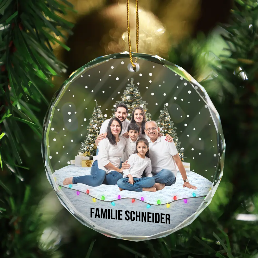 Personalisierter Glas-Weihnachtsanhänger mit Foto