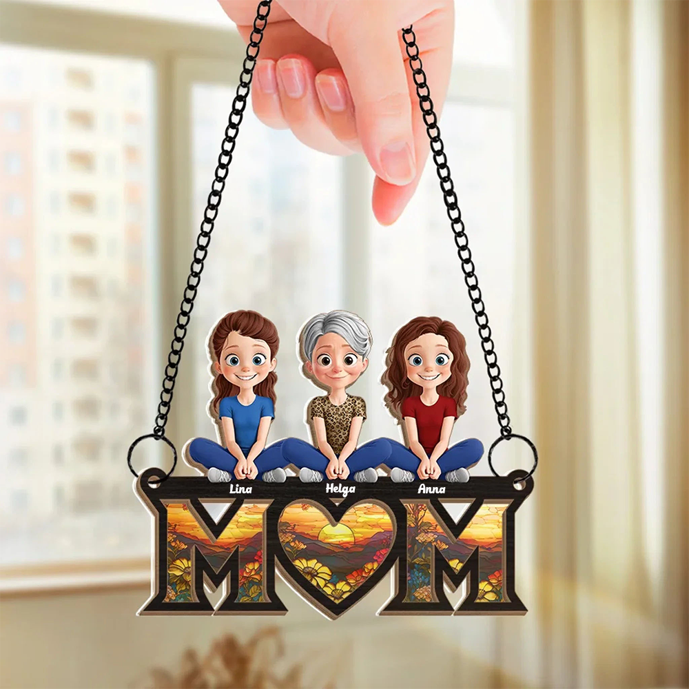 Personalisierter Sonnenfänger mit 1-4 Kinder für Mama und Oma