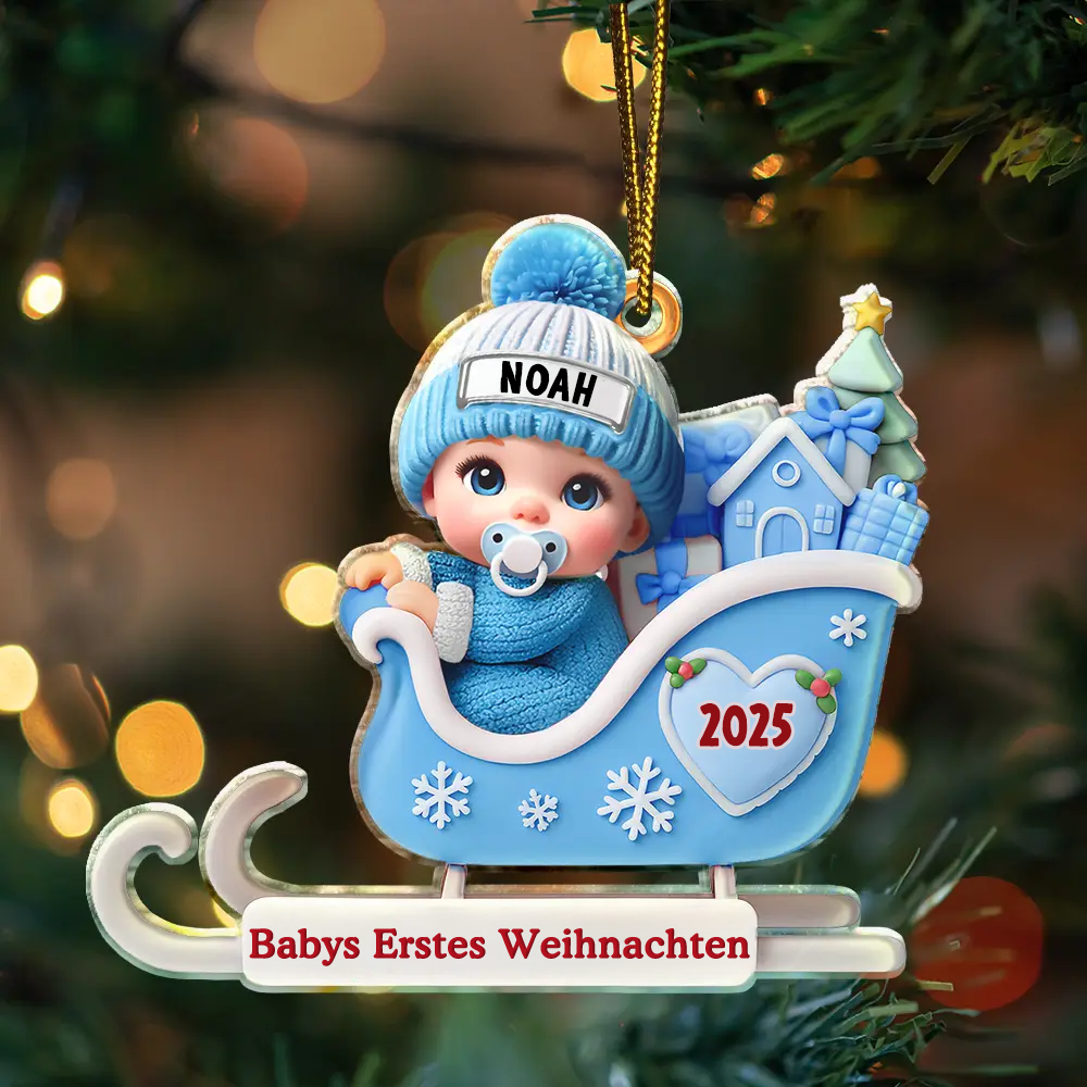 Babys Erstes Weihnachten - Personalisierter Christbaumschmuck mit Name und Jahr