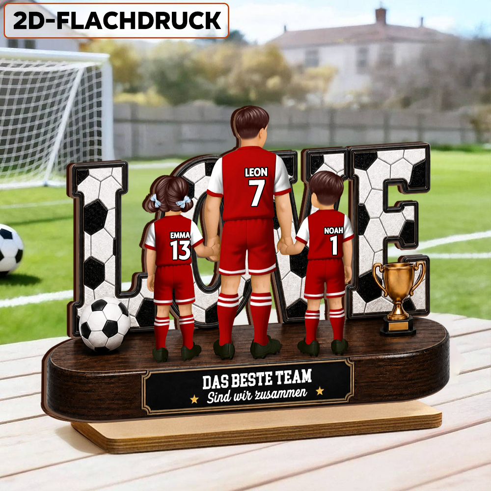Personalisierter Holzaufsteller – Fußball-Papa & Kinder