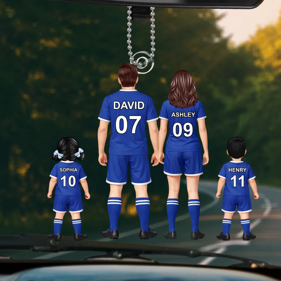 Personalisierter Acrylanhänger mit Fußballfamilie