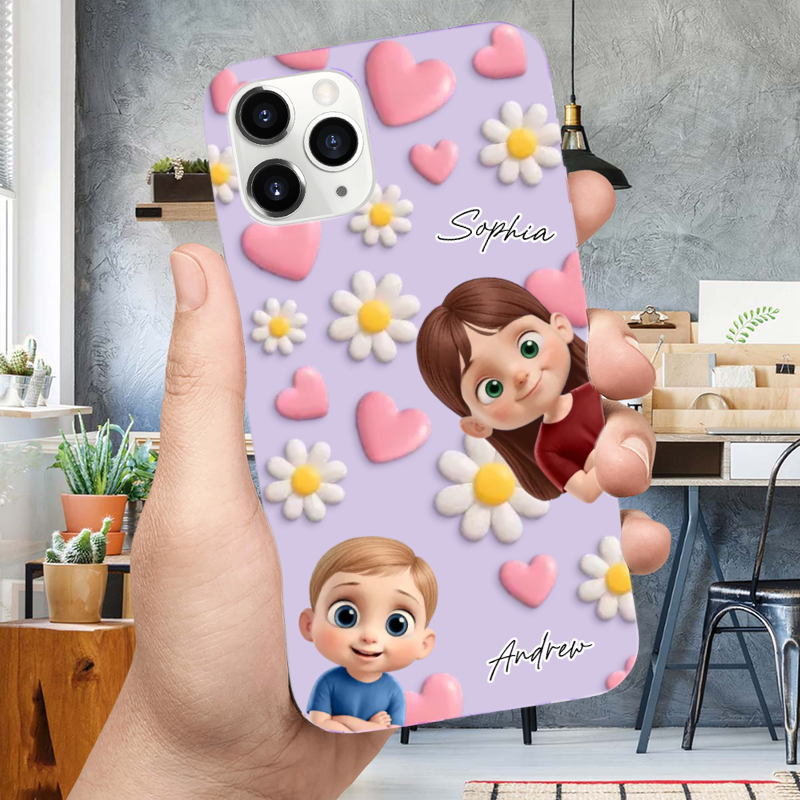 Silkon Handyhülle mit Kinder Personalisierte Handyhülle für iPhone und Samsung Geschenk für Oma und Mama