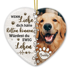 Personalisierter Herz-Keramik-Anhänger Christbaumschmuck mit Foto Trauergeshenk für Haustier