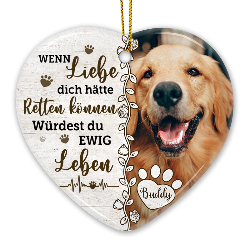 Personalisierter Herz-Keramik-Anhänger Christbaumschmuck mit Foto Trauergeshenk für Haustier