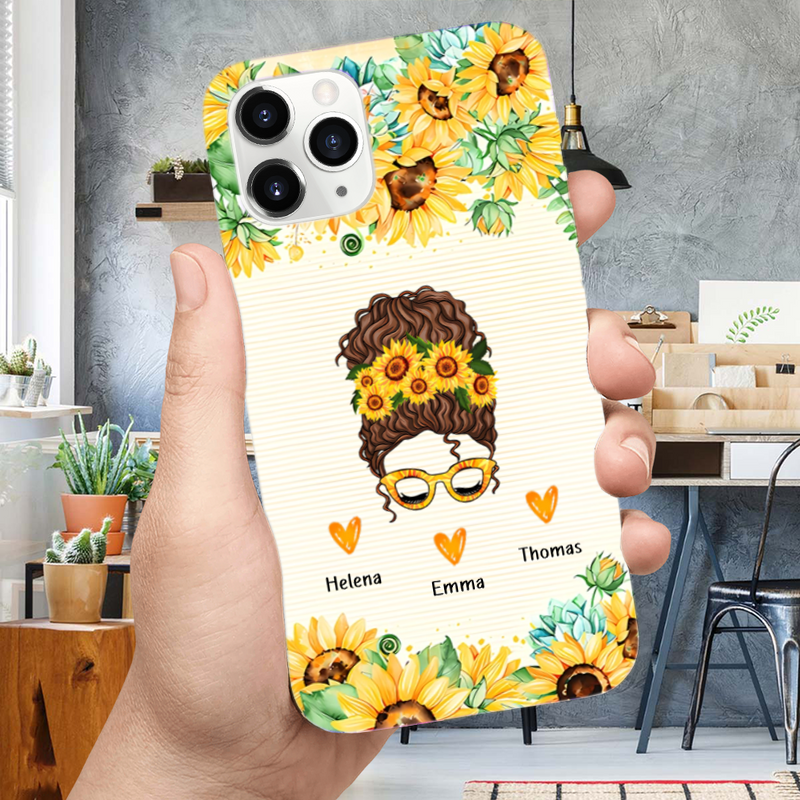 Sonnenblumenfrau-Personalisierte Handyhülle für iPhone und Samsung