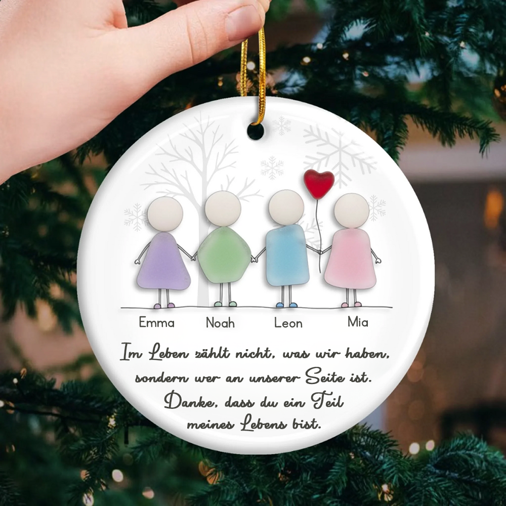 Personalisiertes Dankeschöngeschenk Keramik-Ornament mit Namen im Sea-Glass-Stil Christbaumschmuck für Freunde