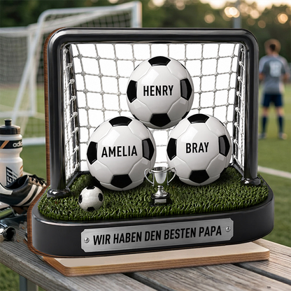 Fußballtor-Personalisierter Holzaufsteller mit Namen Geschenk für Vater