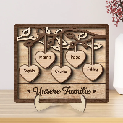 Familienbaum-Personalisierte Holztafel mit 2-13 Namen Geschenk für Familie