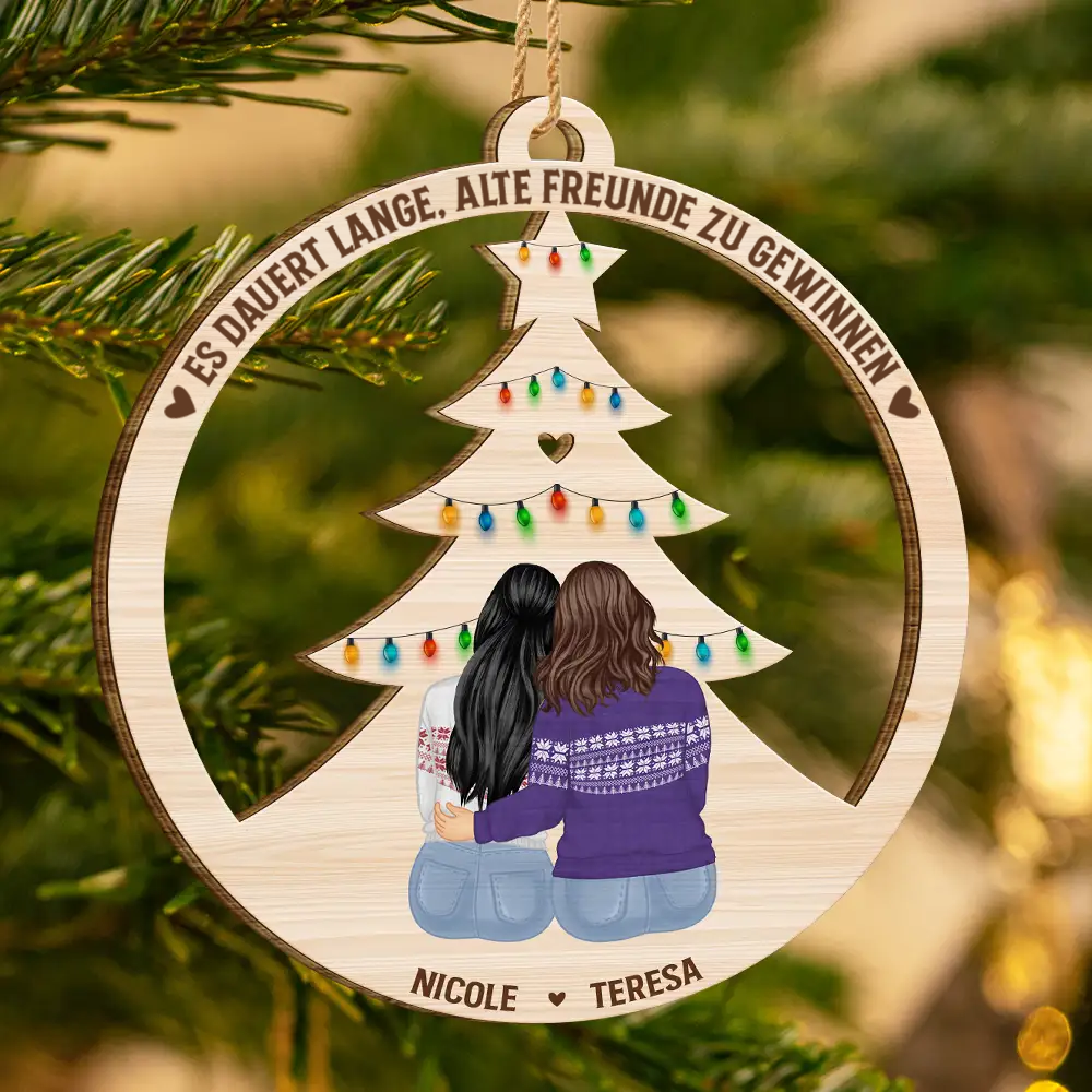 Personalsierter Holzanhänger mit 2-6 Personen Christbaumschmuck Geschenk für Freunde