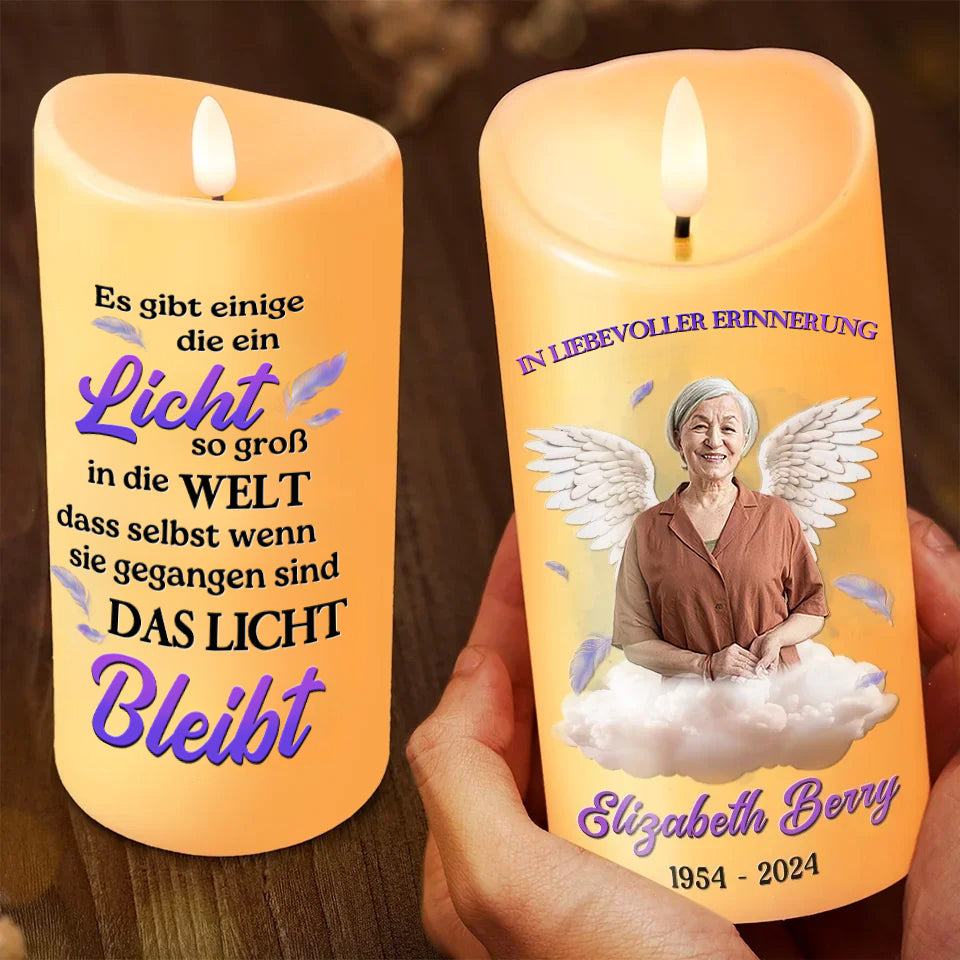 Personalisierte LED-Kerze Trauerkerze mit Foto - in liebevoller Erinnerung