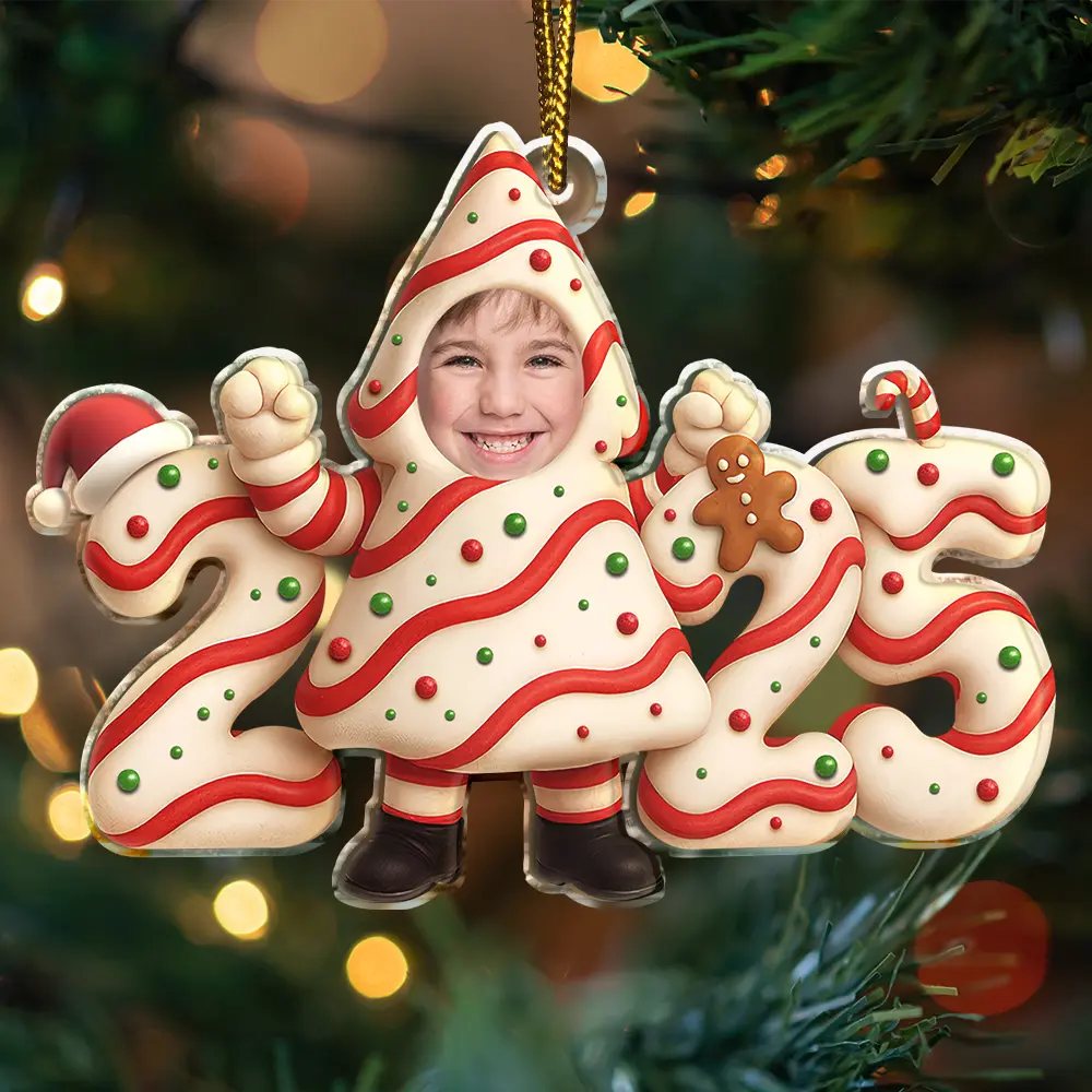 2025 Baby Personalisierter Acrylanhänger mit Foto Weihnachtsgeschenk