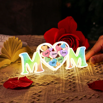 Personalisierte MOM-Lichtbox mit Namen Geschenk für Mama