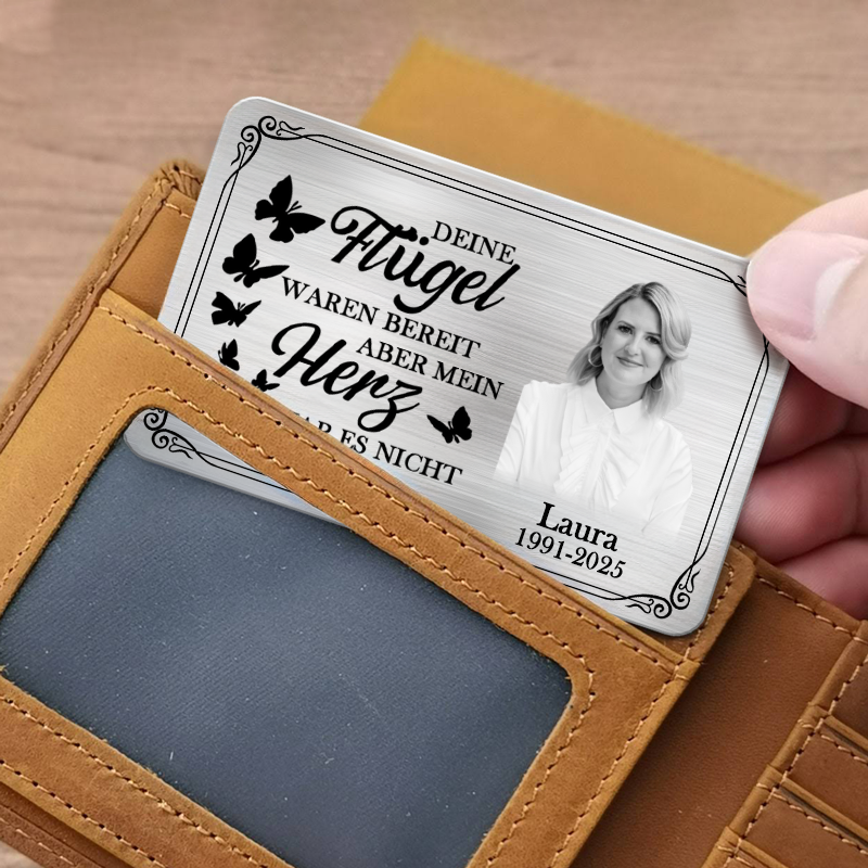 Brieftasche-Karte mit Foto Personalisiertes Trauergeschenk