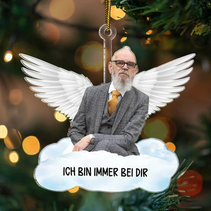 Acryl-Foto-Ornament mit Engelsflügel Christbaumschmuck zur Trauer
