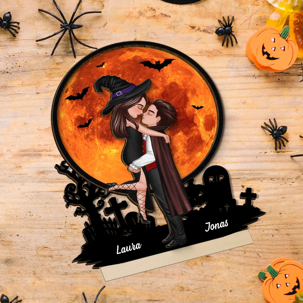 Halloween-Paar Personalisierte Holztafel mit Namen