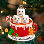 Personalisierter Acryl-Weihnachtsanhänger mit Namen & Text – Marshmallow-Motiv für die Familie