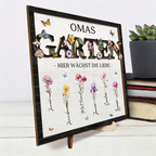 Omas Garten-Personalisierte Holzplakette mit Titel und Geburtsblumen Geschenk für Mama und Oma