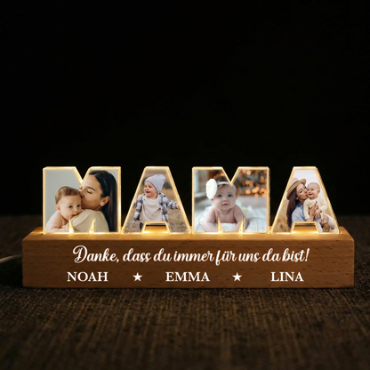 MAMA, OMA, PAPA, OPA-Personalisierte LED-Nachtlicht mit Fotos und Text
