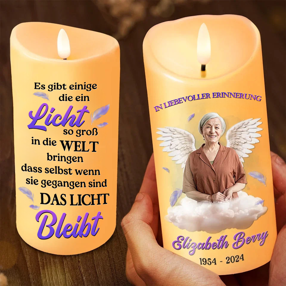 Personalisierte LED-Kerze Trauerkerze mit Foto - in liebevoller Erinnerung