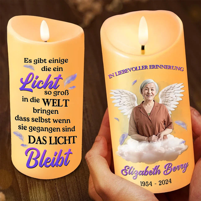 Personalisierte LED-Kerze Trauerkerze mit Foto - in liebevoller Erinnerung