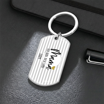 Hab dich liebe... Foto-Edelstahl-Schlüsselanhänger mit Expoxidharz Geschenk für Mama,Papa, Opa und Oma