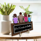 Personalisierter Holzaufsteller mit Familienmitglieder Holztafel mit Personen, Hund und Katze