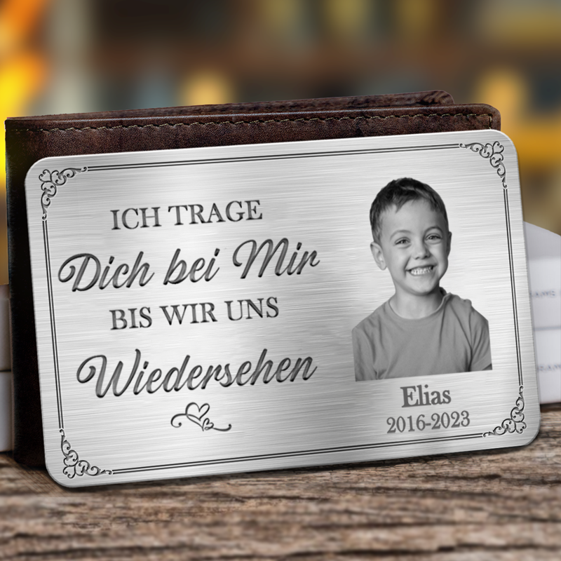 Personalisierte Brieftasche-Karte mit Foto zur Trauer