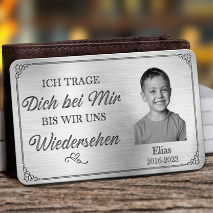 Personalisierte Brieftasche-Karte mit Foto zur Trauer