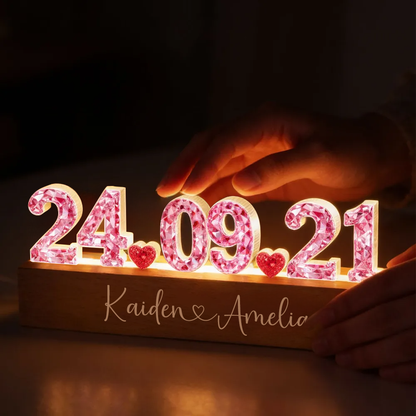 Jahrestag-Personalisierte LED-Nachtlicht mit Kristalleffekt Geschenk für Paar