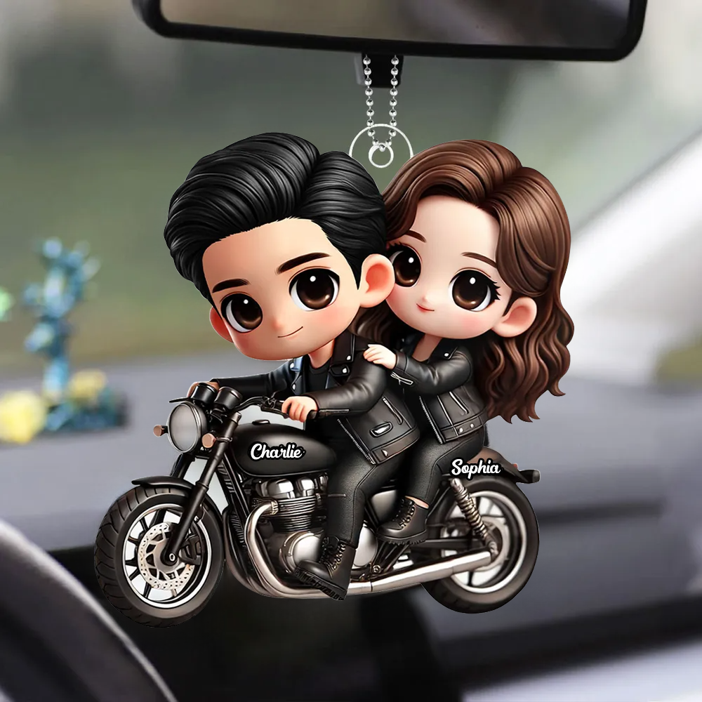 Pärchen auf Motorrad Autoanhänger aus Acryl Geschenk für Paar