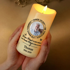 Personalisierte LED-Trauerkerze mit Foto – Für immer vermisst