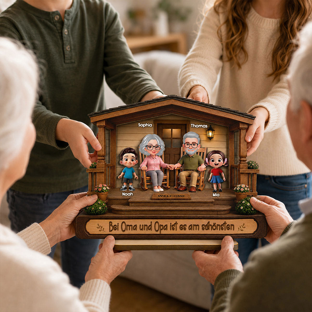 Personalisierter Holzaufsteller - Oma, Opa und Enkelkinder
