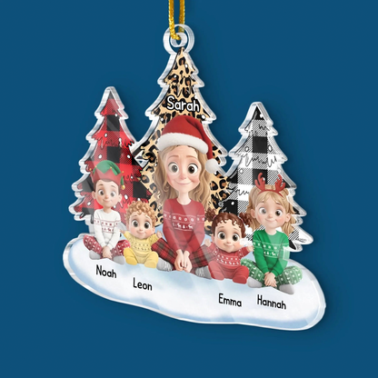 Mama/Oma mit Kinder - Personalisierter Acrylanhänger Christbaumschmuk