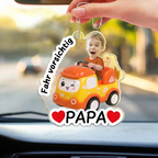 Fahr Vorsichtig - Personalisierter Acrylanhänger mit Foto Geschenk für Mama, Papa, Oma und Opa