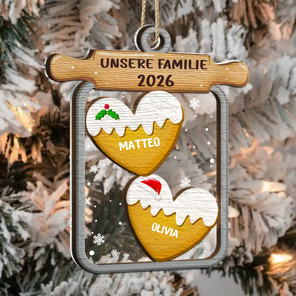 Personalisierter Acryl-Weihnachtsanhänger für die Familie – Lebkuchen-Motiv