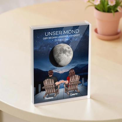 Unser Mond- Personalisierter Acrylblock mit 2 Personen und Mond Geschenk für Paar