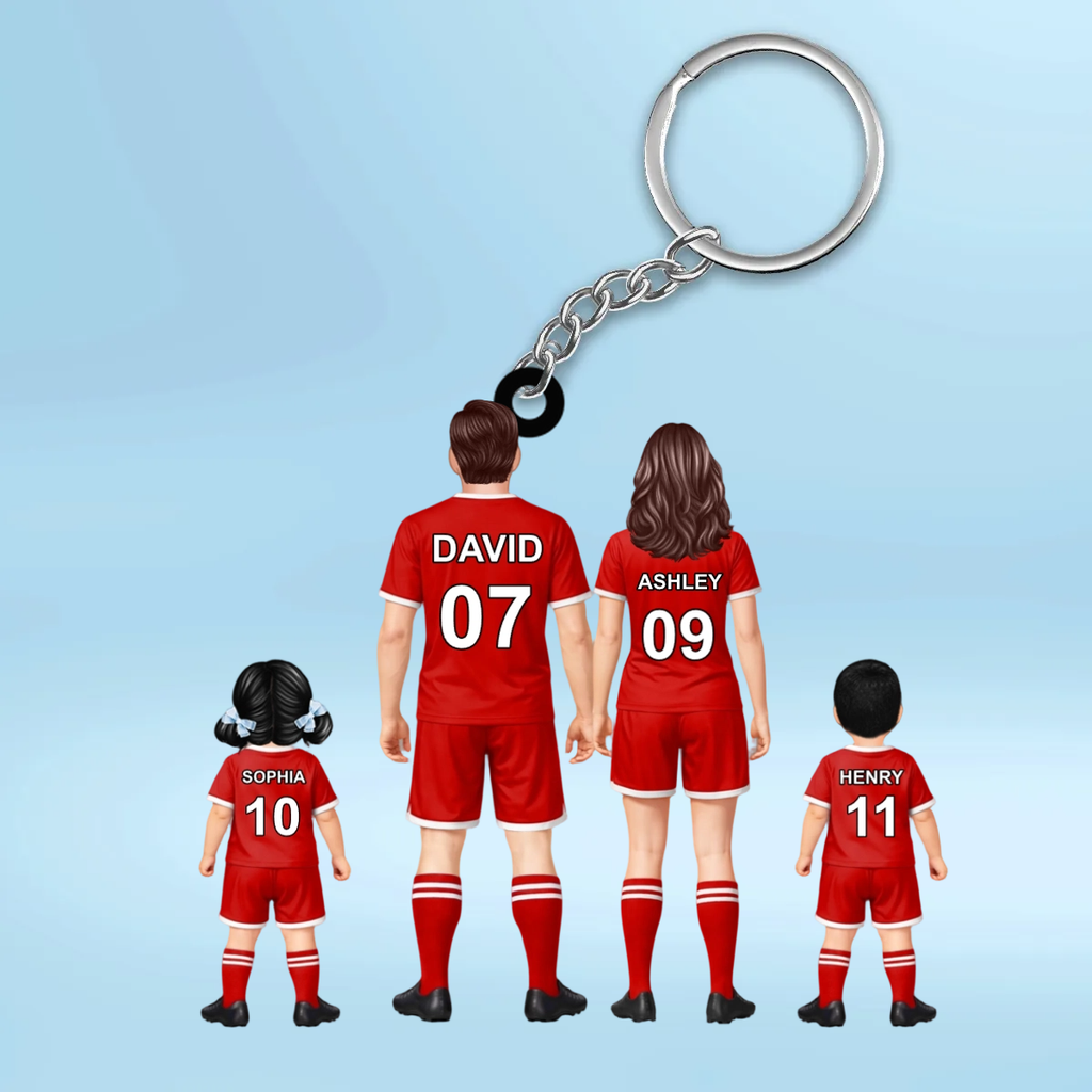 Personalisierter Acrylschlüsselanhänger mit Fußballfamilie