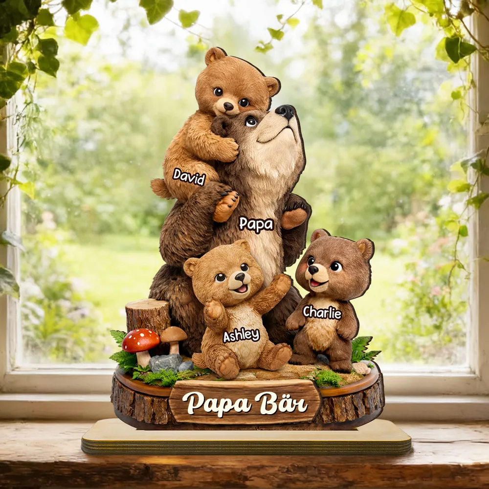 Papa Bär-Personalisierte Holztafel mit Bärenmotiv