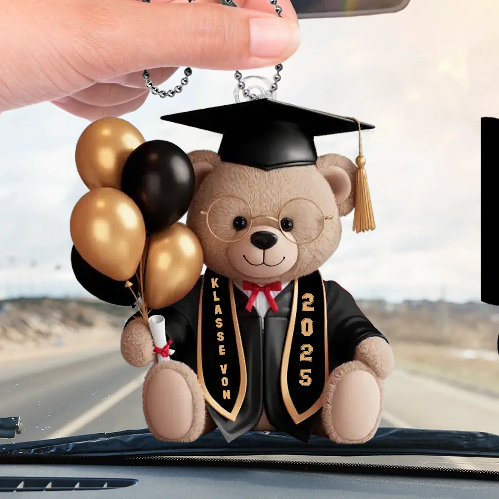 Bär mit Ballons-Personalisierter Autoanhänger zur Abschlussfeier