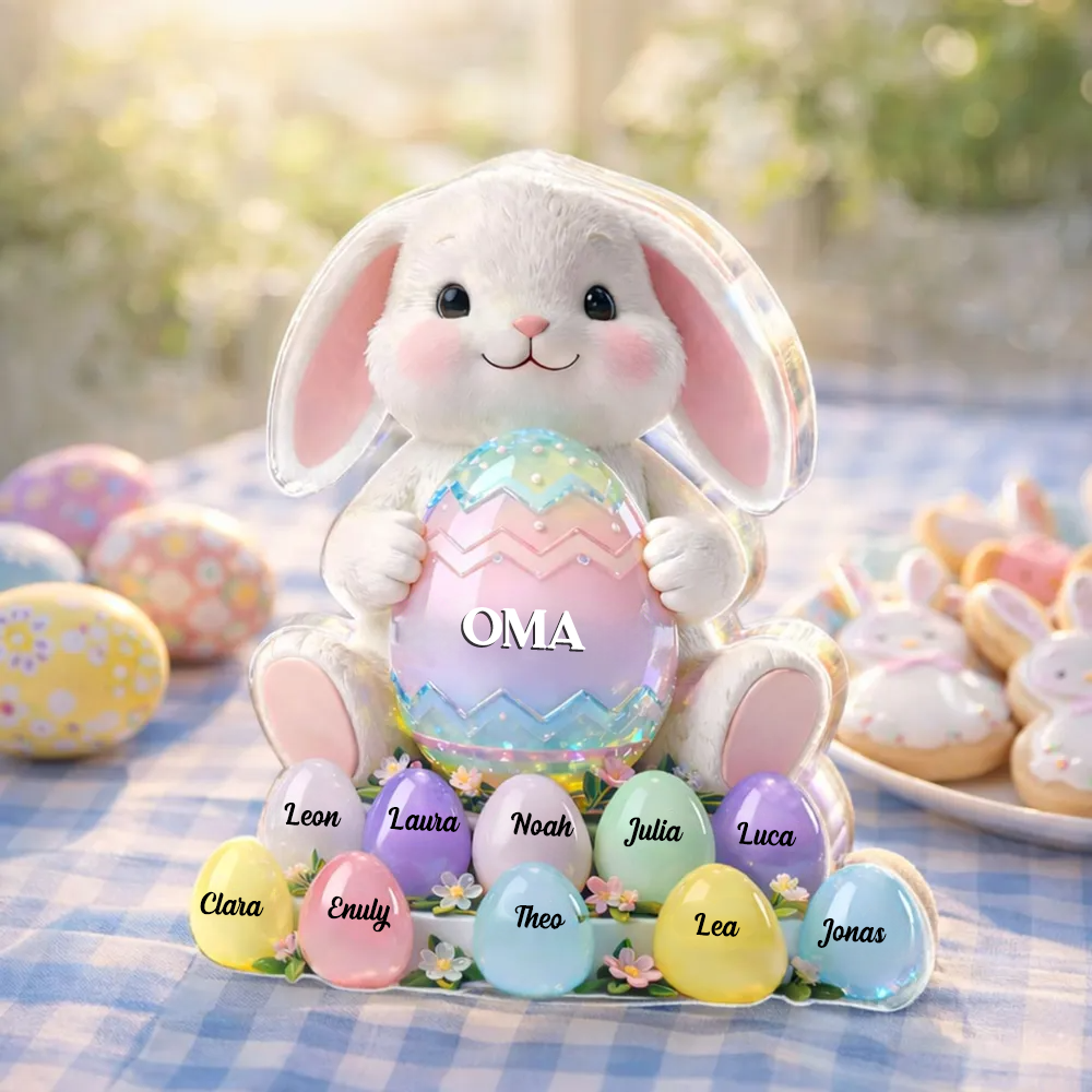 Osterhase Oma – Personalisierter Acrylblock mit Namen – Osterdeko Geschenk für Oma