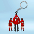 Papas Fußballteam- Personalisierter Acrylschlüsselanhänger mit Mann und Kinder