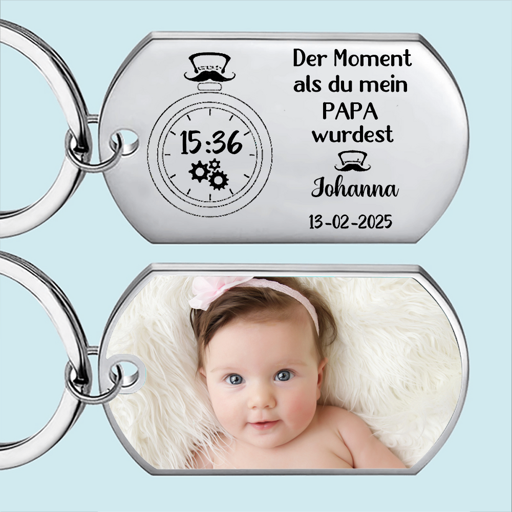 Edelstahl Schlüsselanhänger mit Foto Vatertaggeschenk