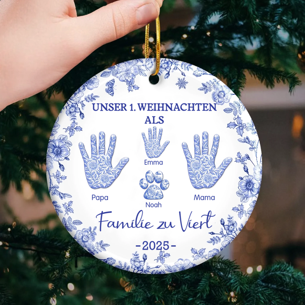 Unser 1. Weihnachten als Familie zu...Handabdruck-Ornament Christbaumschmuck mit Namen