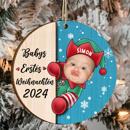 Babys Erstes Weihnachten-Foto Holz-Weihnachtsanhänger