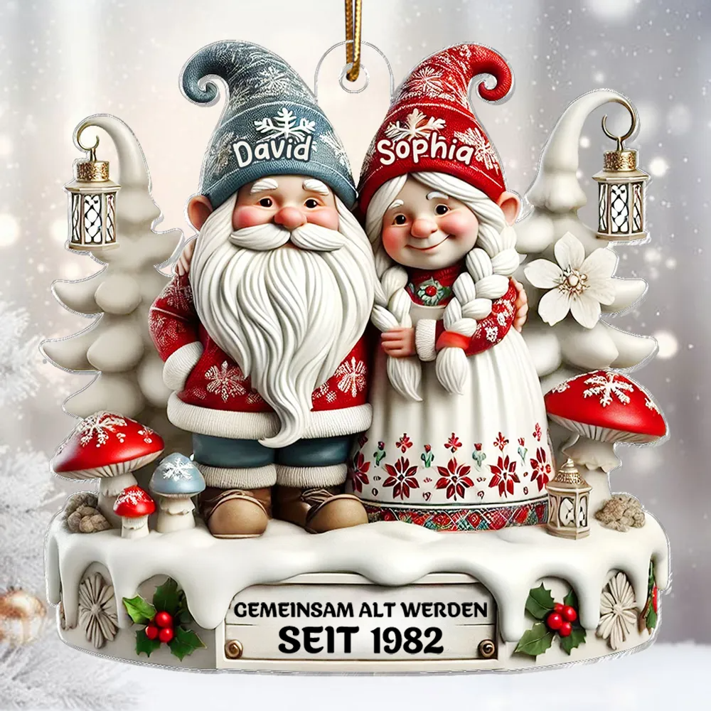 Personalisiertes Acryl-Weihnachtsornament– Wichtel-Paar